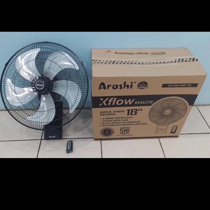 Arashi Wallfan Remote Xflow 18" Remote / Kipas Angin Dinding 18inch Dilengkapi Dengan Remote