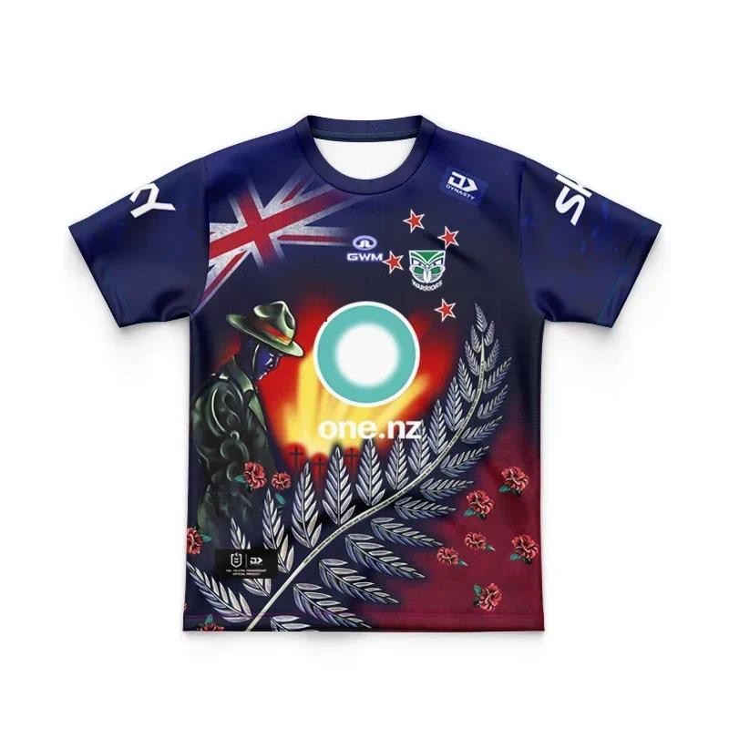 2024 New Zealand Warriors Anzac Kids Rugby Jersey Size 16-26 Print Custom Name Number