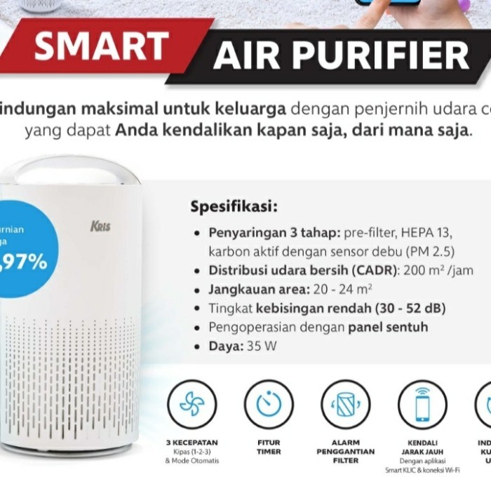 smart airpurifier air purifier HEPA KRIS with tuya wifi