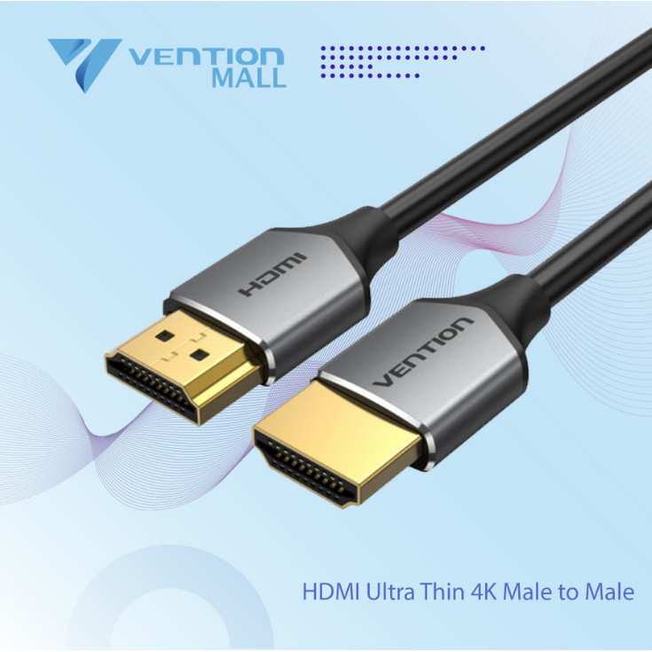 Vention Kabel HDMI Male to HDMI 2.0 4K Round Slim Kecil Gold Plate 50CM 1M