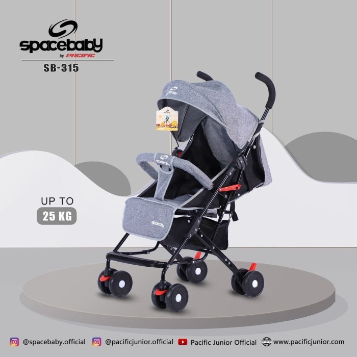 Baby Stroller SPACEBABY SB 315 Kereta Dorong Anak Bayi - Abu-abu