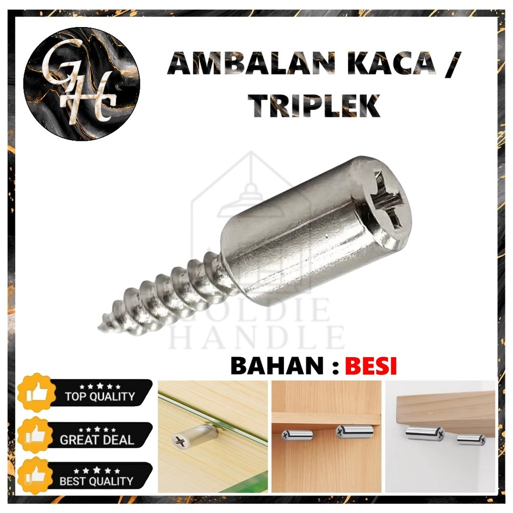 Ambalan Kayu Kaca Triplek Bulat Besi Ambalan Kayu Bulat Penyangga Rak Kabinet