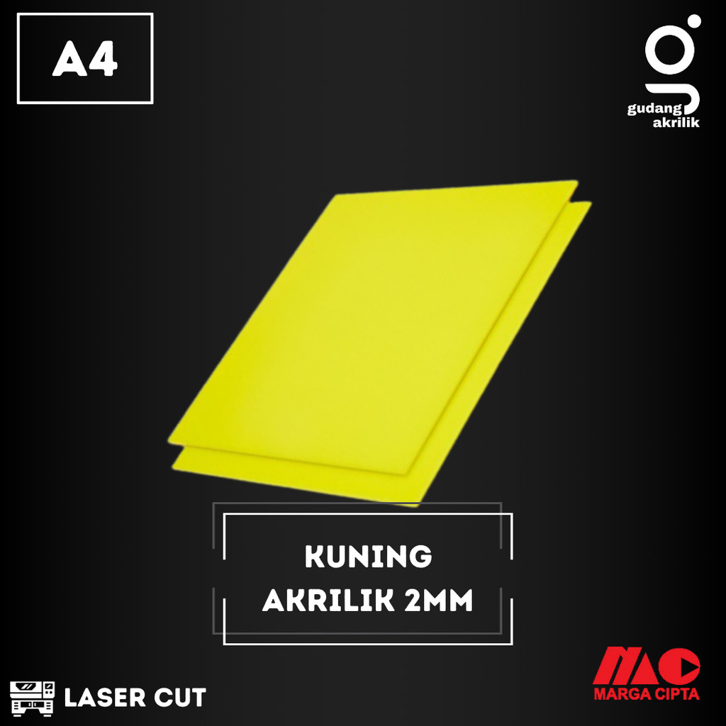 Akrilik  Kuning A4 2mm