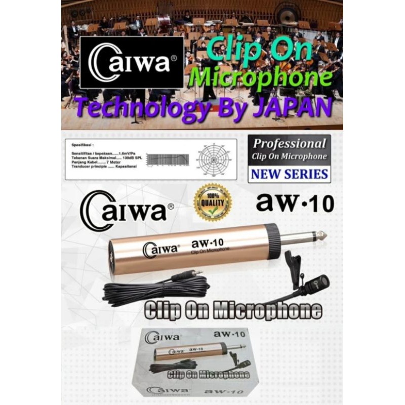 Mic Jepit Aiwa Aw-10 AW 10 Mikropon Mikrofon Kabel Condensor Aw-10 Mic Imam