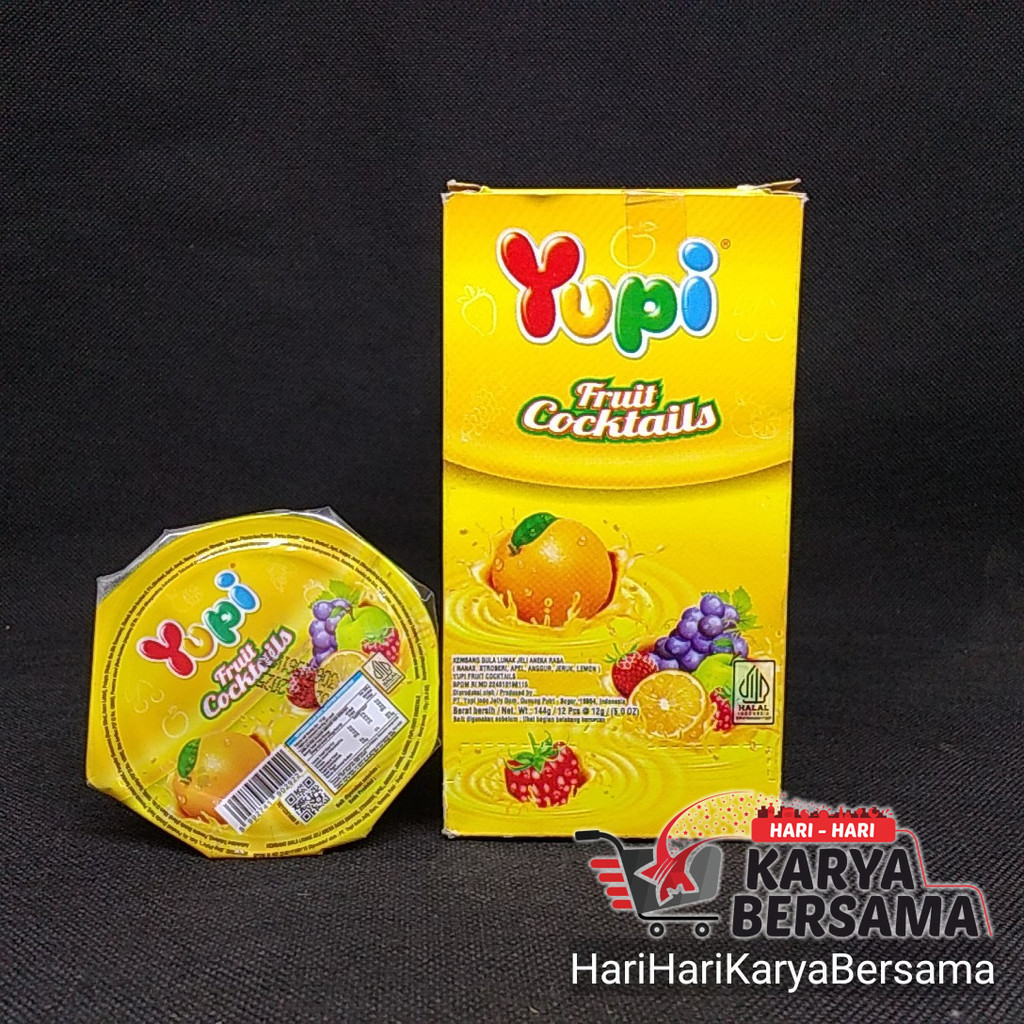 

MAKANAN RINGAN PERMEN GUMMY YUPI JELLY FRUIT COCKTAILS ANEKA RASA BOX 12'S X 12GR