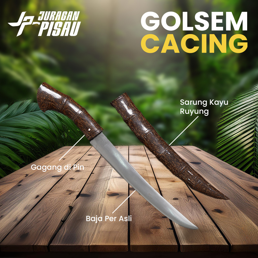 Golsemm Golokk Sembelihh Kebun Super Tajam Motif Cacing Sarung Kayu Ruyung