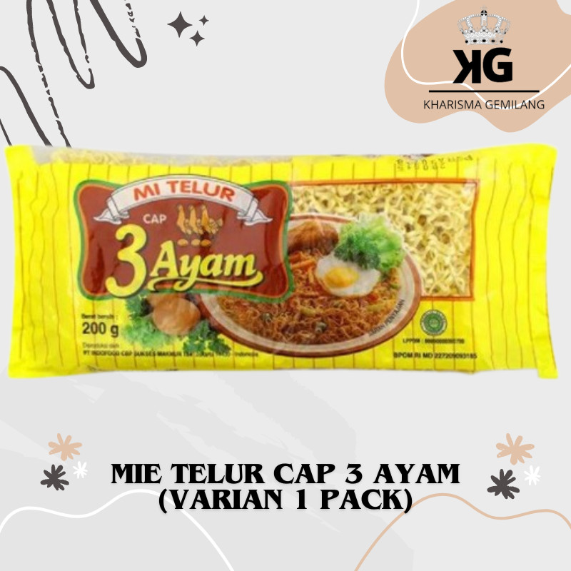 

KG - MIE TELUR CAP 3 AYAM (1 PACK) Mie Instan Goreng Kuah Murah Anak Dewasa