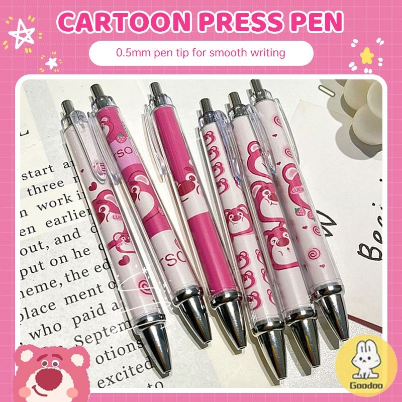 

[COD] Pena Ditarik Beruang Stroberi Pena Kartun Lucu Pena Netral Pena Tanda Tangan Kantor Siswa -GD