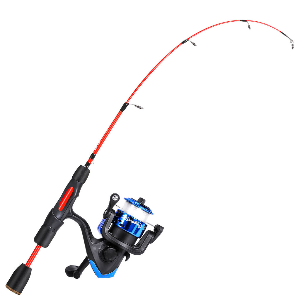 Sougayilang Ice Fishing Combo 68cm 2 Section EVA Handle Ice Fishing Rod with 5.2:1 3BB Fishing Reel 