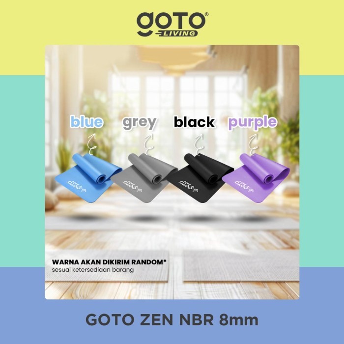 Goto Zen NBR Yoga Mat 8mm Matras Poundfit Olahraga Anti Slip Tebal - RANDOM