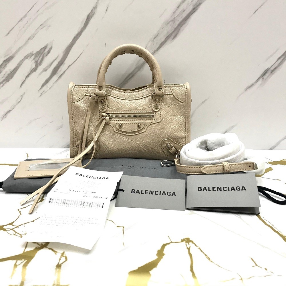 Balenciaga Classic Nano City in Beige with Silver Hardware (SHW)