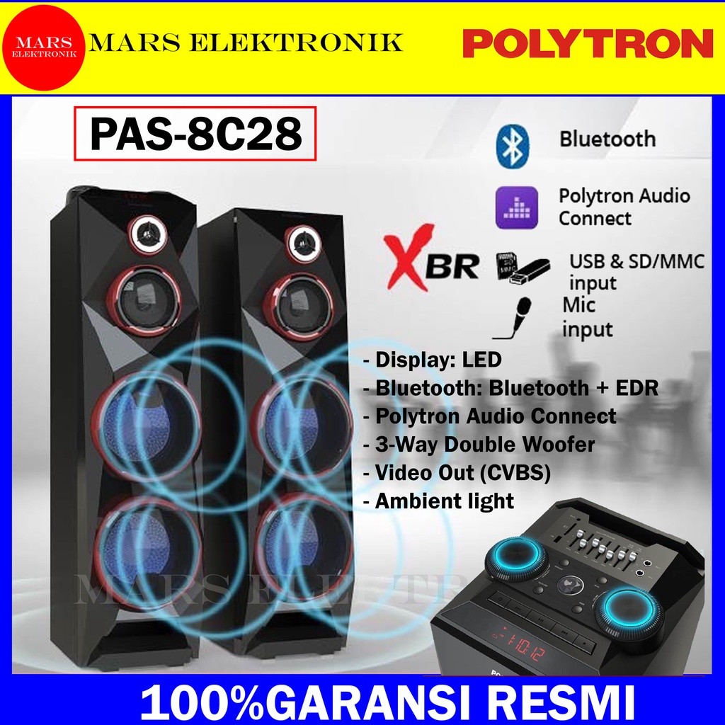 SPEAKER ACTIVE POLYTRON PAS-8C28 - XBR WOOFER /  BLUETOOTH / Video Out (CVBS) / POLYTRON PAS 8C28 / 