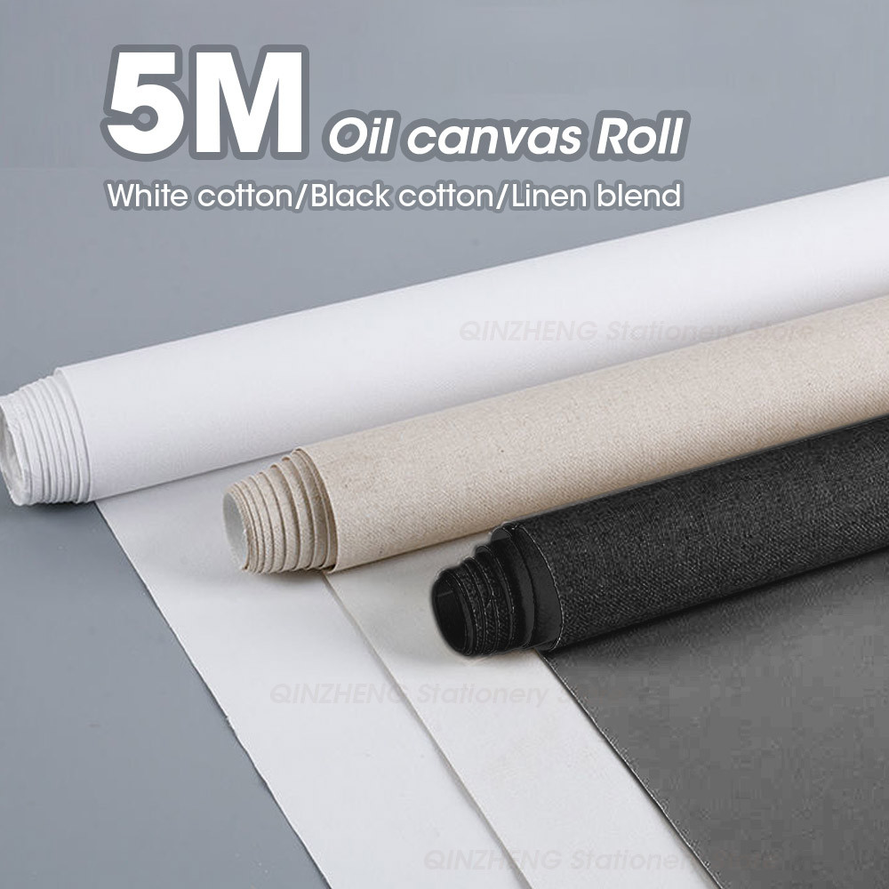 

0.57x5M White Black Cotton And Linen Blend Canvas Roll,Blank Canvas Oil Painting Acrylics Painting Fine Art Supplies,HB-14