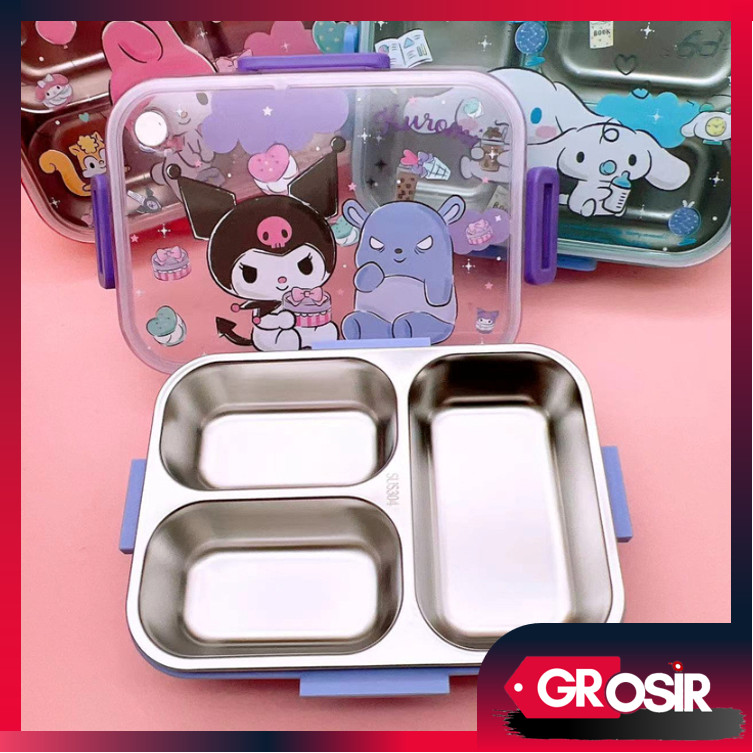 Grosir - H6414 Stainless Steel Lunch Box / Kotak Bekal Stainless Steel / Lunch Box Motif Karakter / 