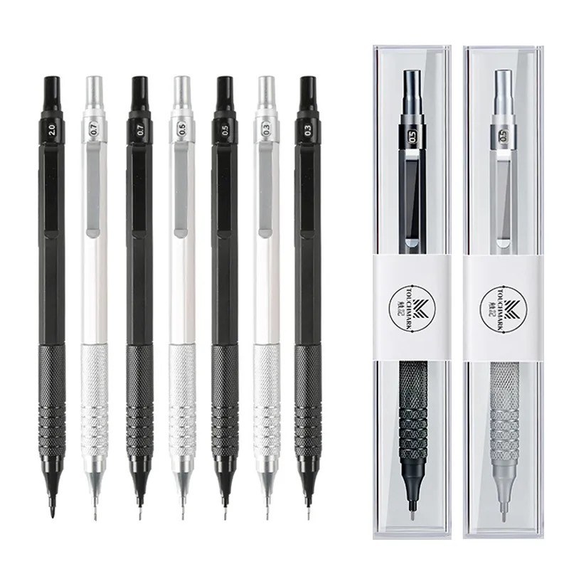 

0.3 0.5 0.7 2.0mm Art Drawing Automatic Pencils Low Center of Gravity Retractable Nib Metal Mechanical Pencil with Gift Box Set