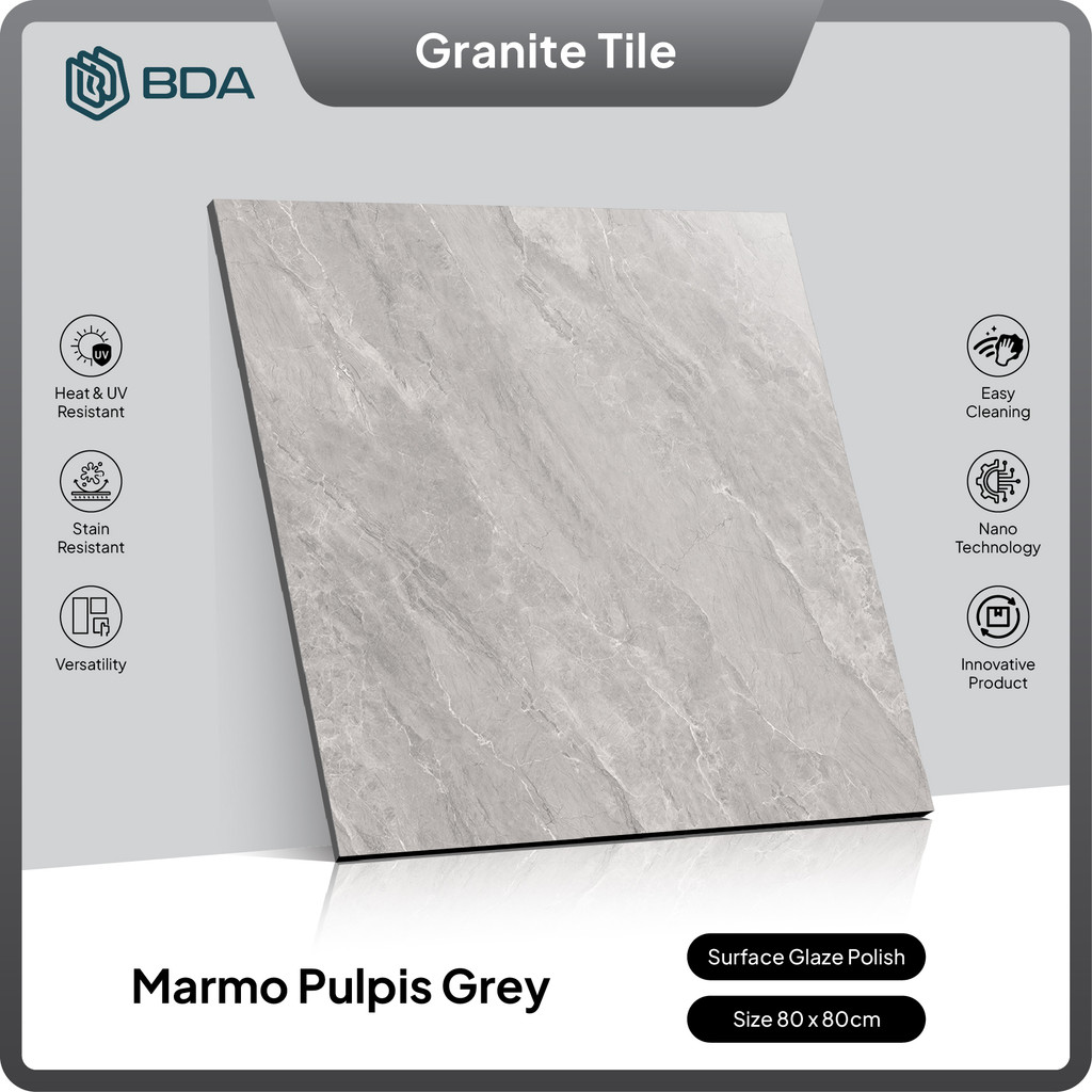BDA Granite Tile Granit 80x80 Keramik 80x80 Keramik Lantai 80x80 Keramik Dinding Marmo Pulpis Grey