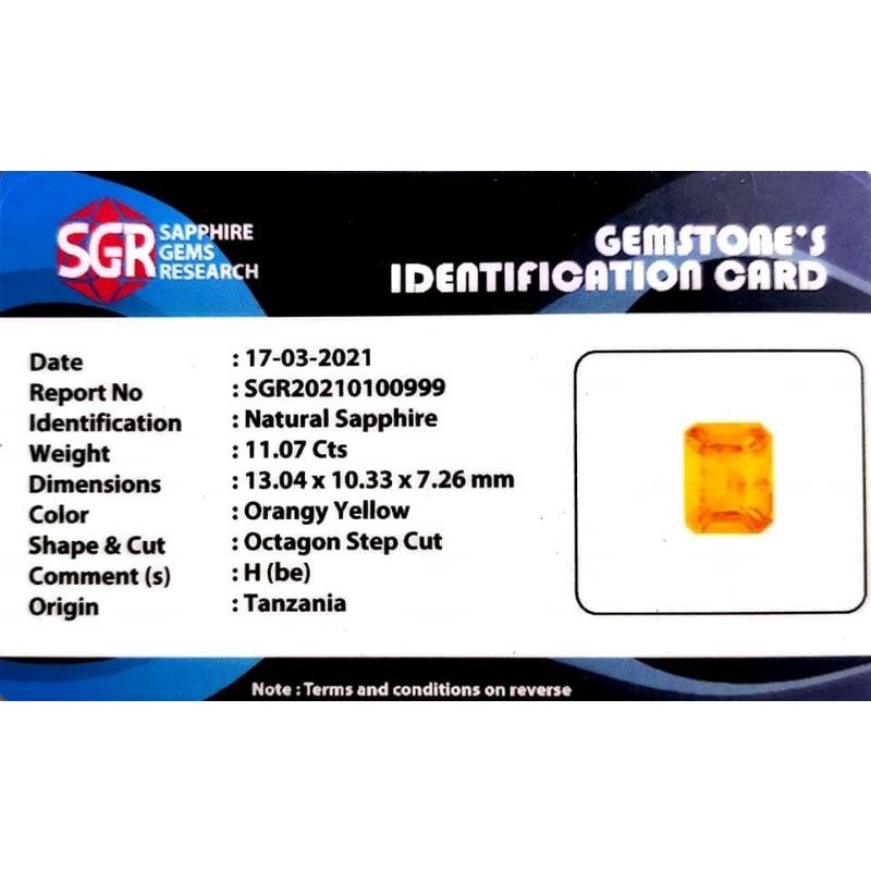 Yellow sapphire tanzania + memo SGR