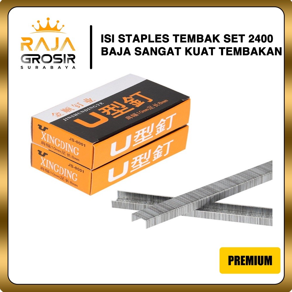 

AJIJAH.SHOP RajaGrosir Isi Staples Tembak Isi Stapler Refill Gun tacker Steples Baja 2400 pcs