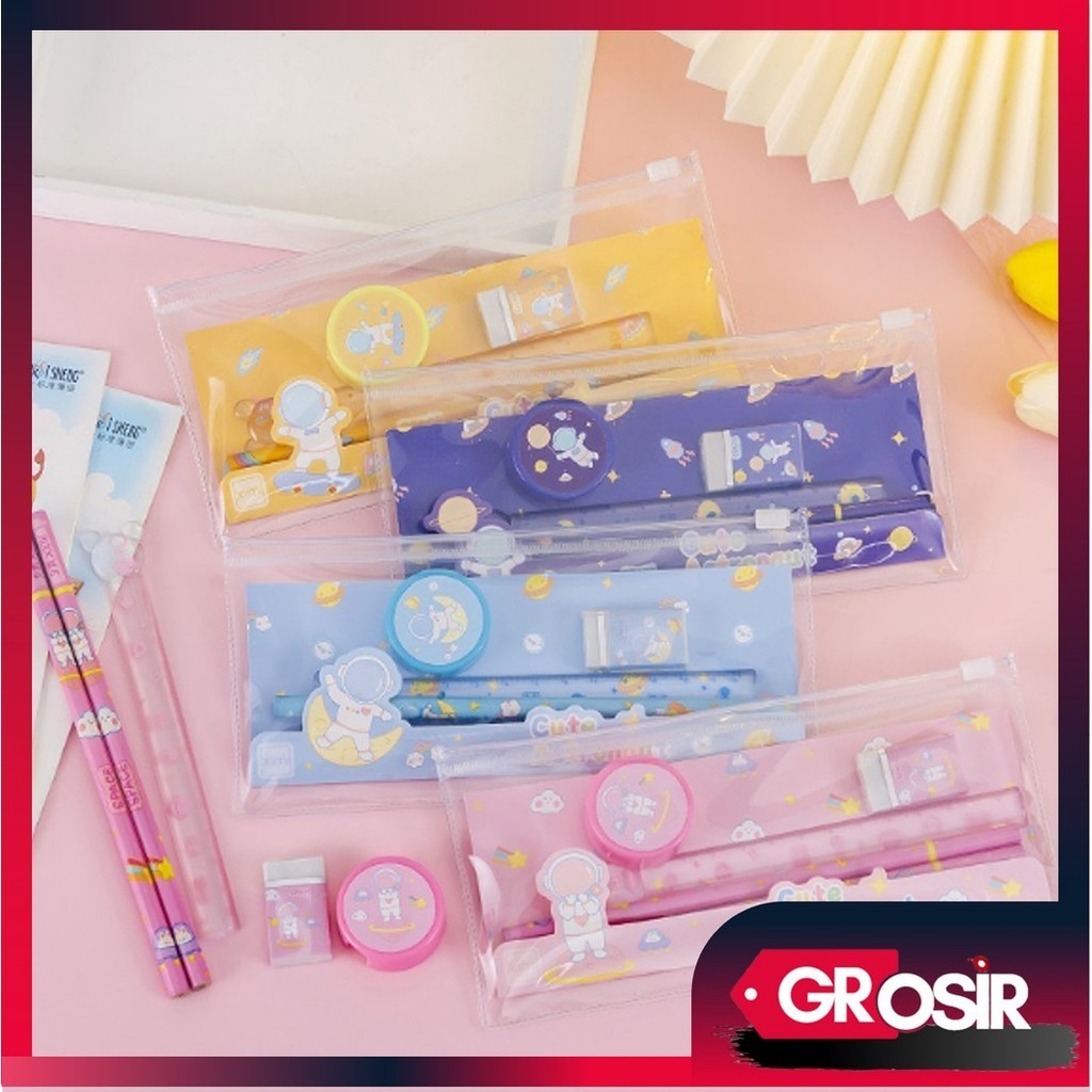 

Grosir - S5942 Alat Tulis Set Mini Stationary / Set Alat Tulis 5 In 1 Karakter / Warna-Warni Astronot Stationary / Set Alat Tulis