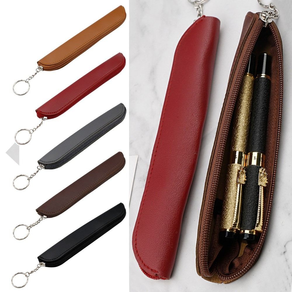 

Portable School Supplies Simple Retro Style PU Pencil Bag Tablet Stylus Protective Case Zipper Pen Case Minimalist