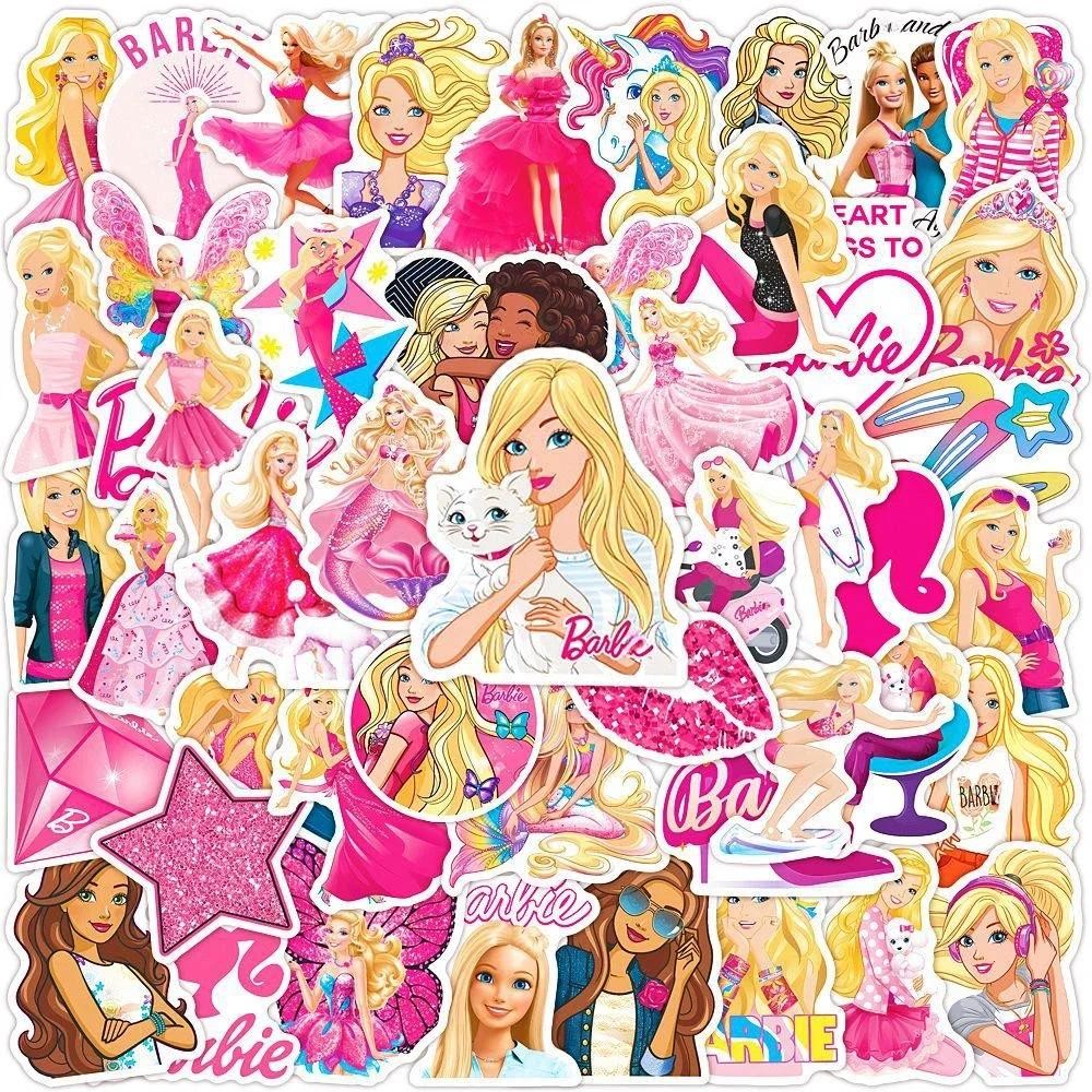 

50Pcs Cartoon Anime Barbie Princess Stickers DIY Scrapbooking Laptop Notebook Phone Decor Waterproof Sticker for Kids Girl