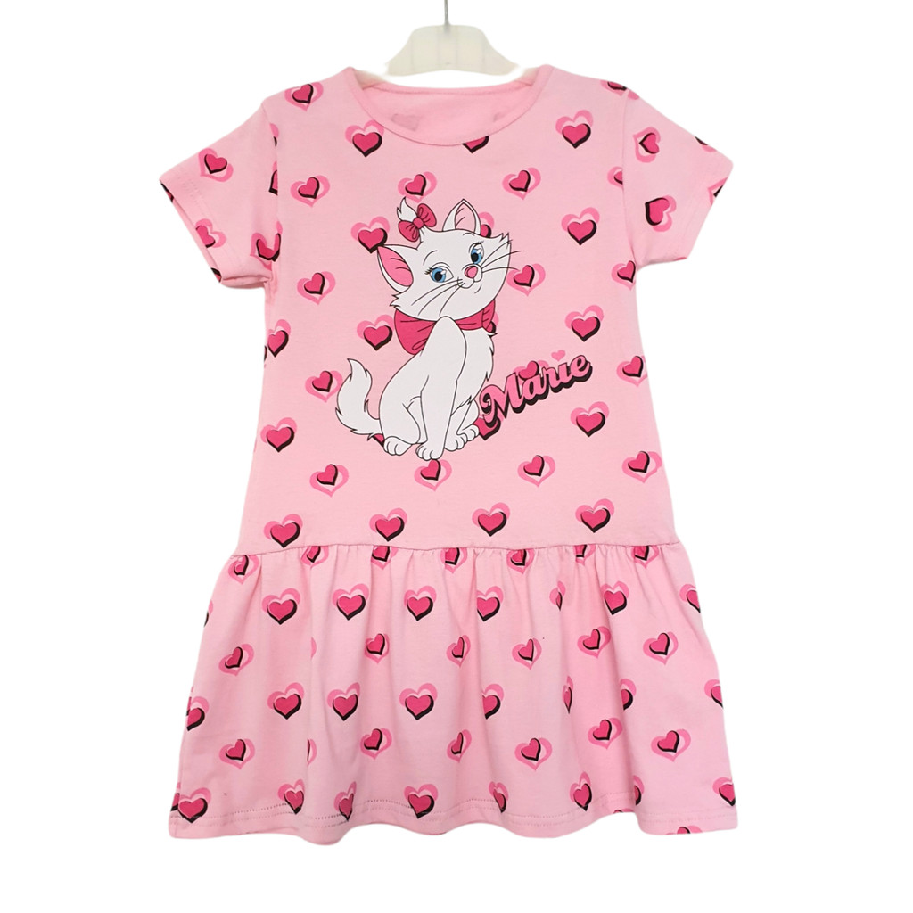 Dress anak perempuan Marie Cat pink / Baju anak / COD