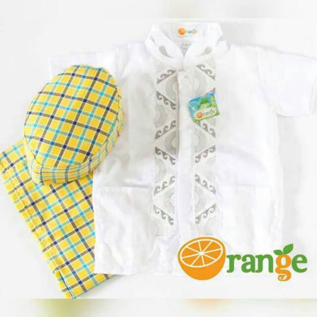 Baju Koko Anak Merk Nea Orange Motif Bordir harga terjangkau kualitas bagus ukuran standar anak