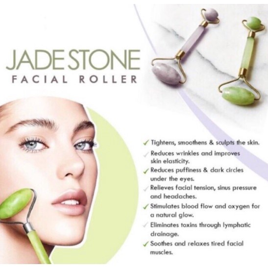 Promo Jade Roller Gua Sha 1 set Massage Wajah / Jade Roller Gua Sha Facial Roller
