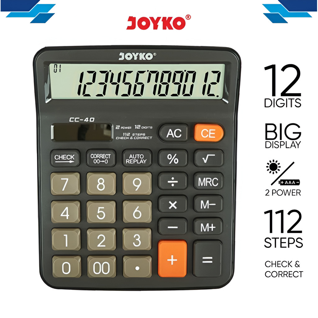 

Calculator Kalkulator Joyko CC-40 12 Digits Check Correct