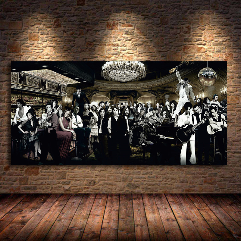 

Music Singer Star Gathering Large Living Room Oil Canvas Painting Wall Art Posters and Prints For Bedroom Home Decor Unframed