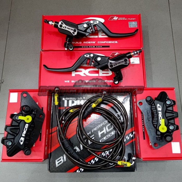 Set Master Rem RCB E3 Plus 14mm Set Kanan Kiri + Kaliper RCB S26 Series 2 Piston + Selang Rem TDR Pa