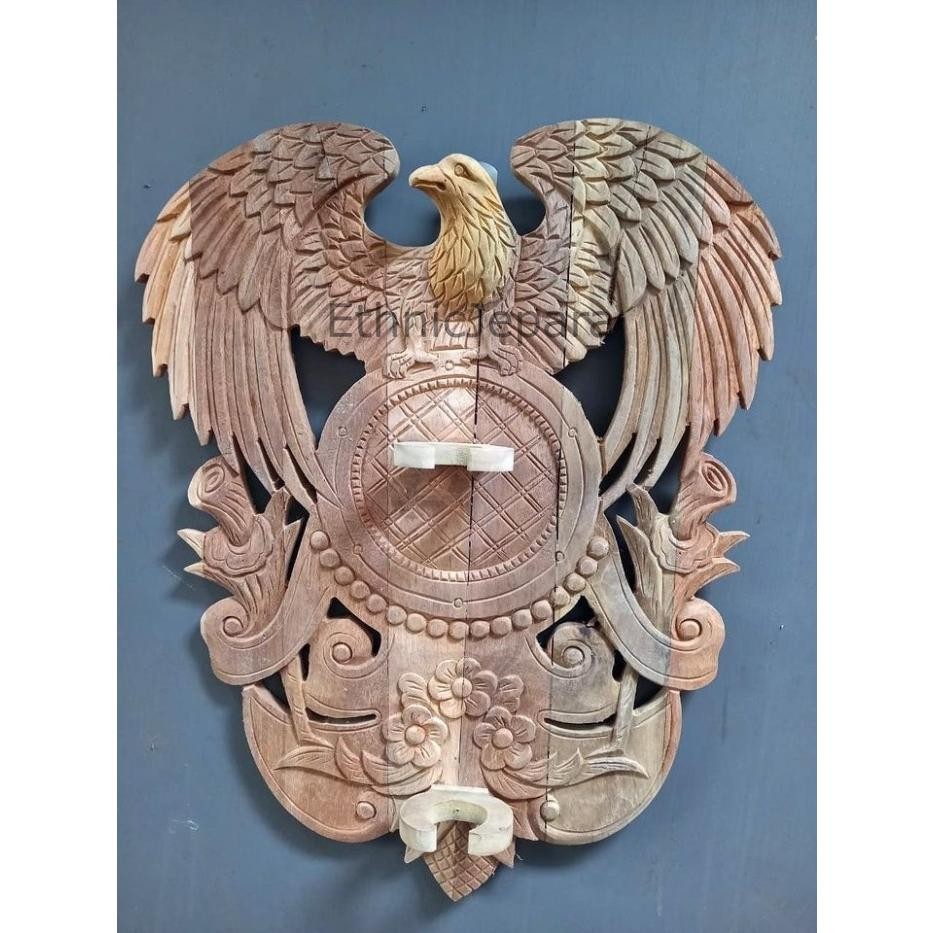 blawong ukir burung garuda dari kayu akasia garap alus mentahan EJ4235