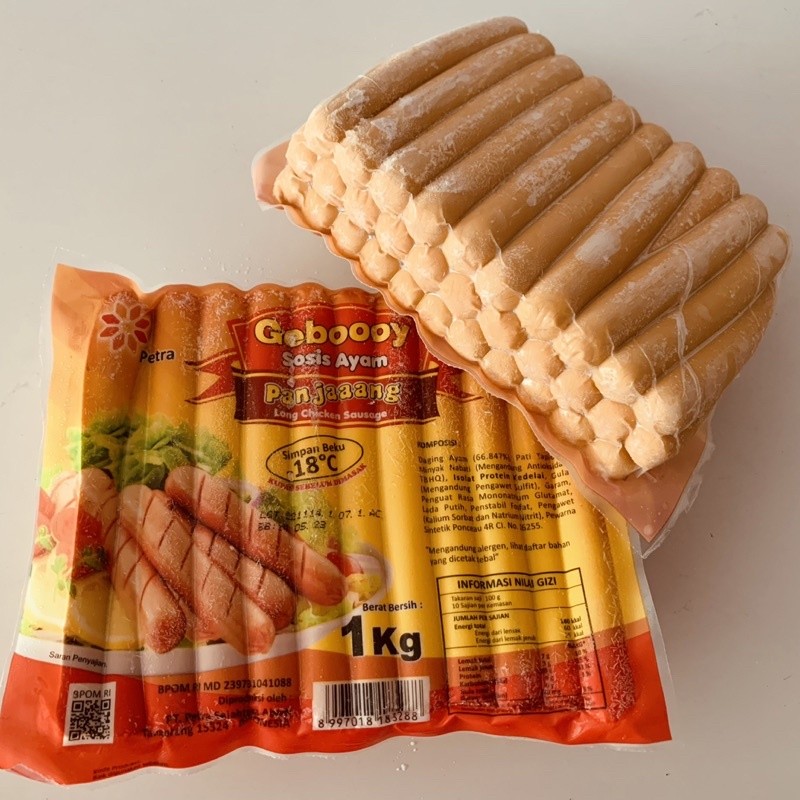 

(DERIFROZEN) sosis ayam gebooy 1kg panjang long 32pcs