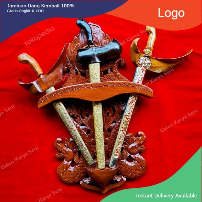 Blawong Keris Isi 3 ukiran Naga Jawa Lambang PB X Kayu Jati Alusan LSR7