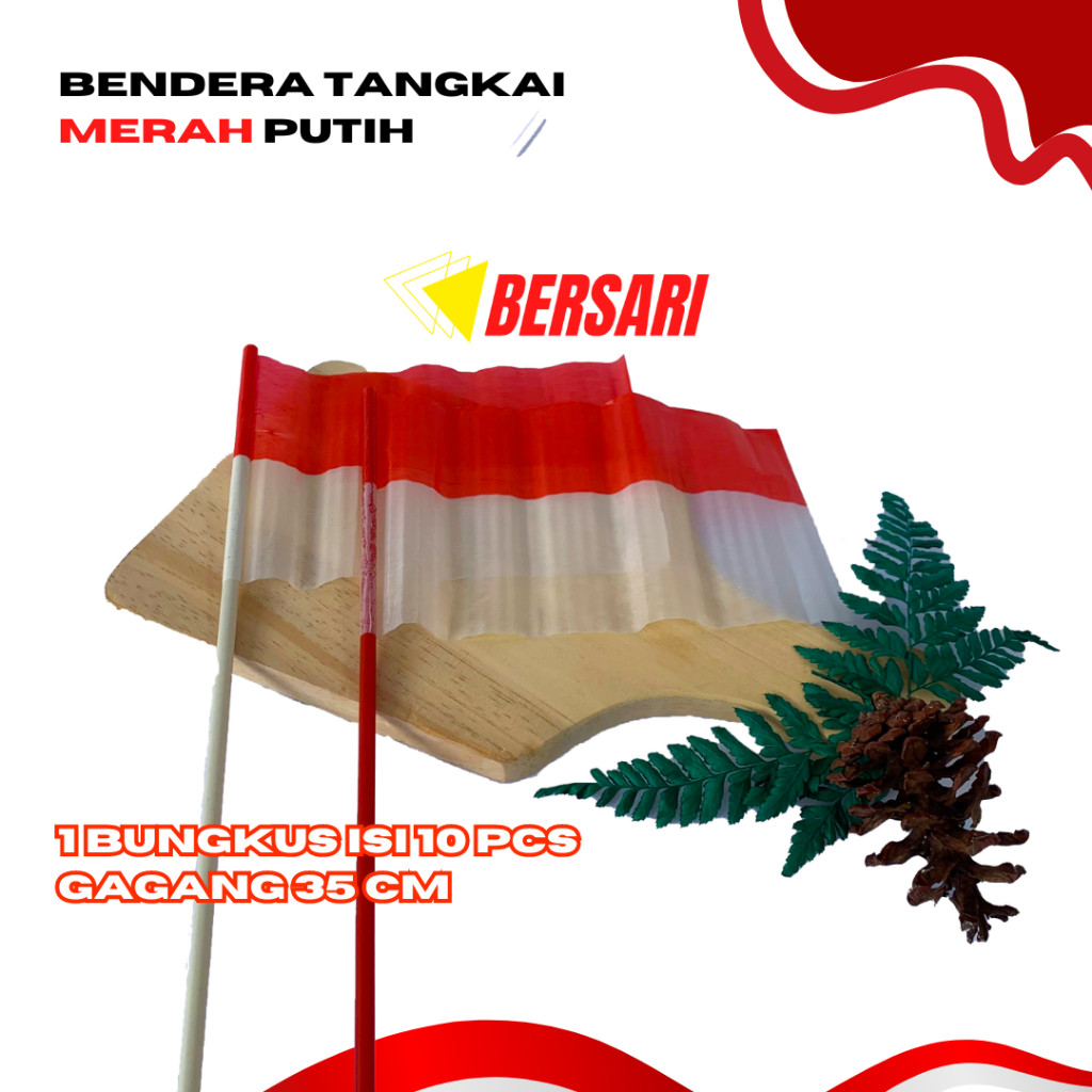 Bendera Gagang Plastik Bendera Pawai Kecil Merah Putih Bendera Merah Putih Plastik Tongkat (Tanpa Pl