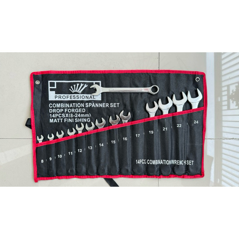 Kunci ring pas set 14 pcs (8mm-24mm) chrome vanadium | Kunci ring pas set 12 pcs (8mm-24mm) chrome v