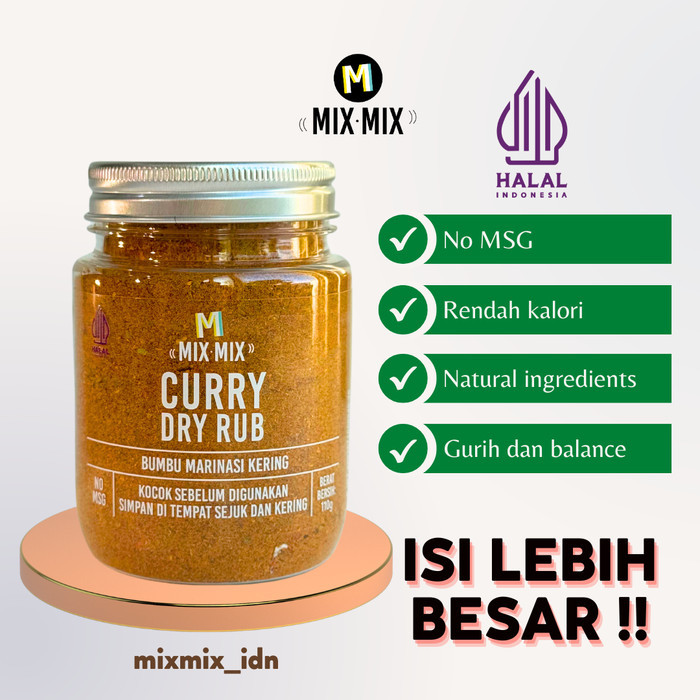 

[[Promo]]Best Seller Mixmix Curry Dry Rub Bumbu Marinasi Serbaguna No MSG 110gr