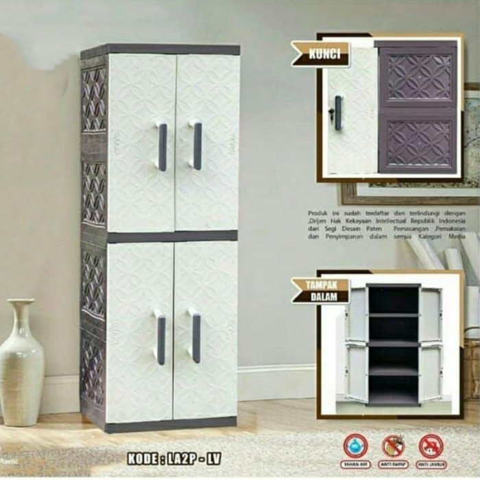 Lemari Plastik Anak 4 susun Lemari Baby AKAKO kunci LA2P-GC LA2P Polos