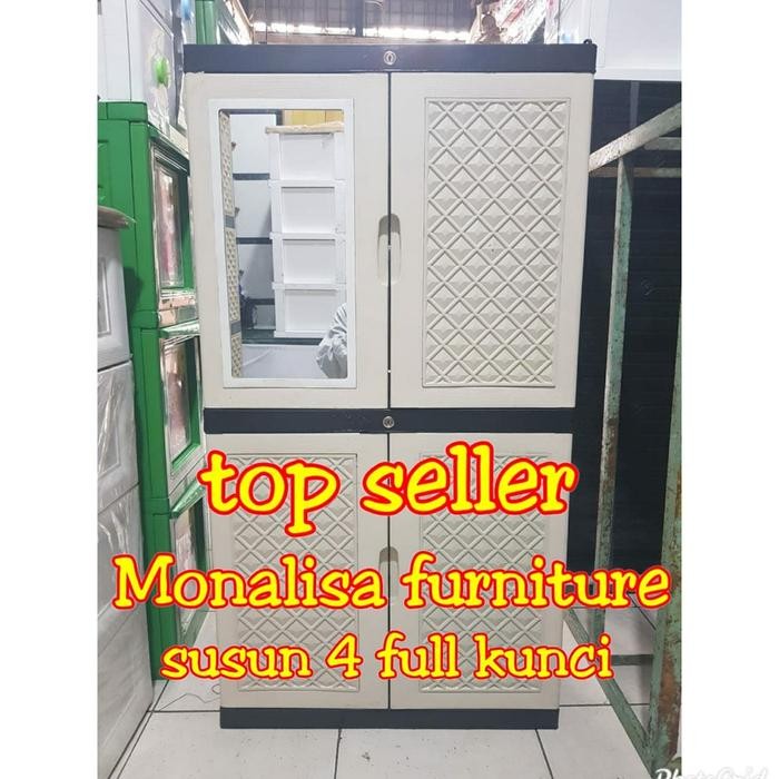 LEMARI PLASTIK / LEMARI PAKAIAN DIAMOND SUSUN 4 FULL KUNCI - susun4