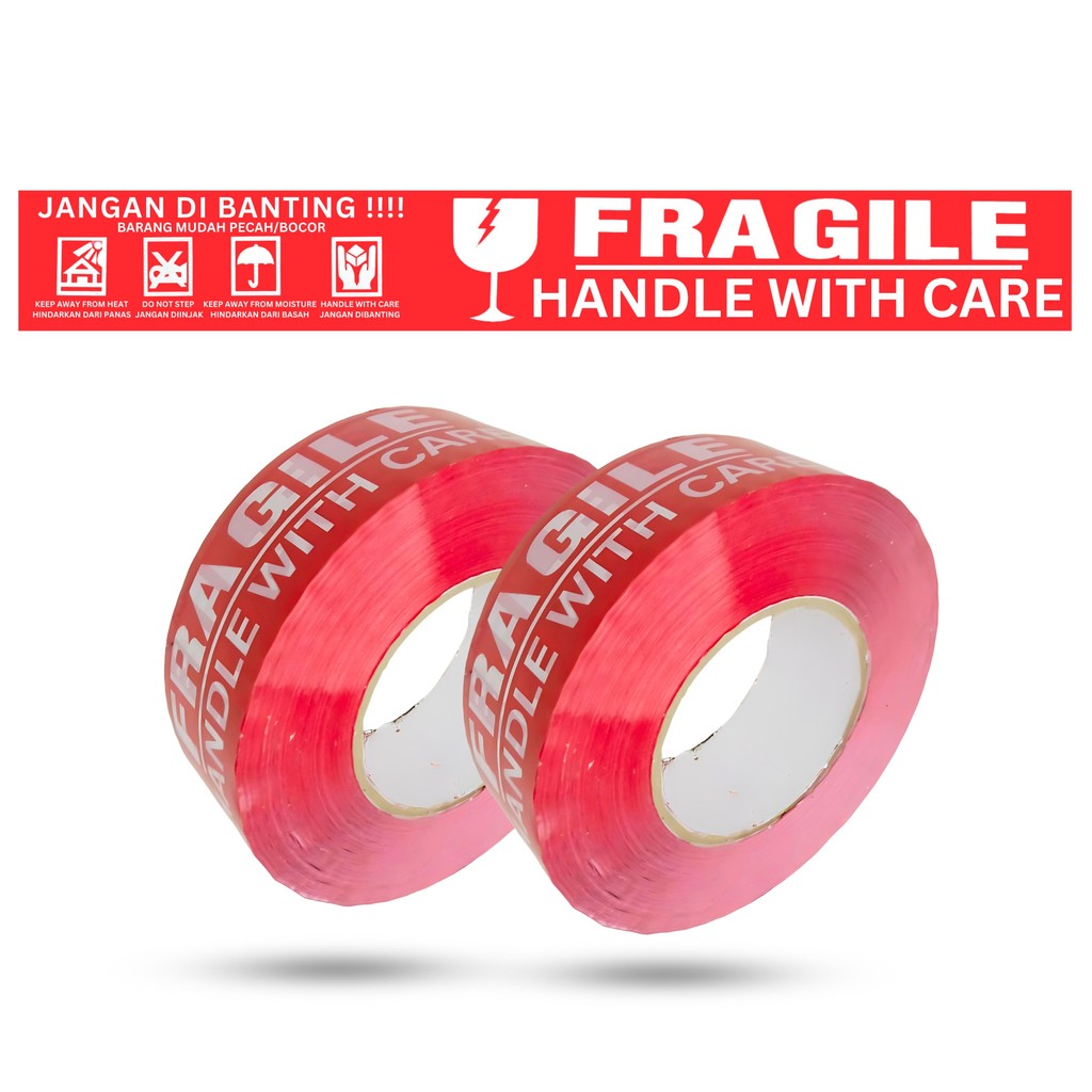 

HJK Lakban Fragile Merah 2 Inch 500 Yard Jangan Dibanting 48 45 Mm 2" 500Y Handle With Care
