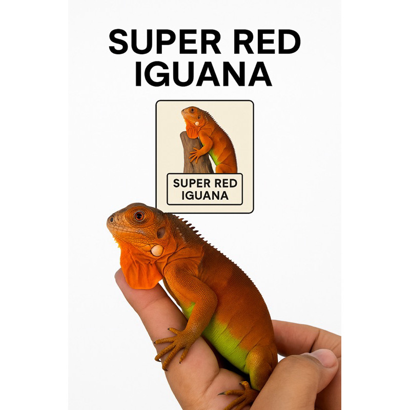 Pelet iguana super red - super red iguana / super red iguana grade a++++ sz 50cm mulus nominus