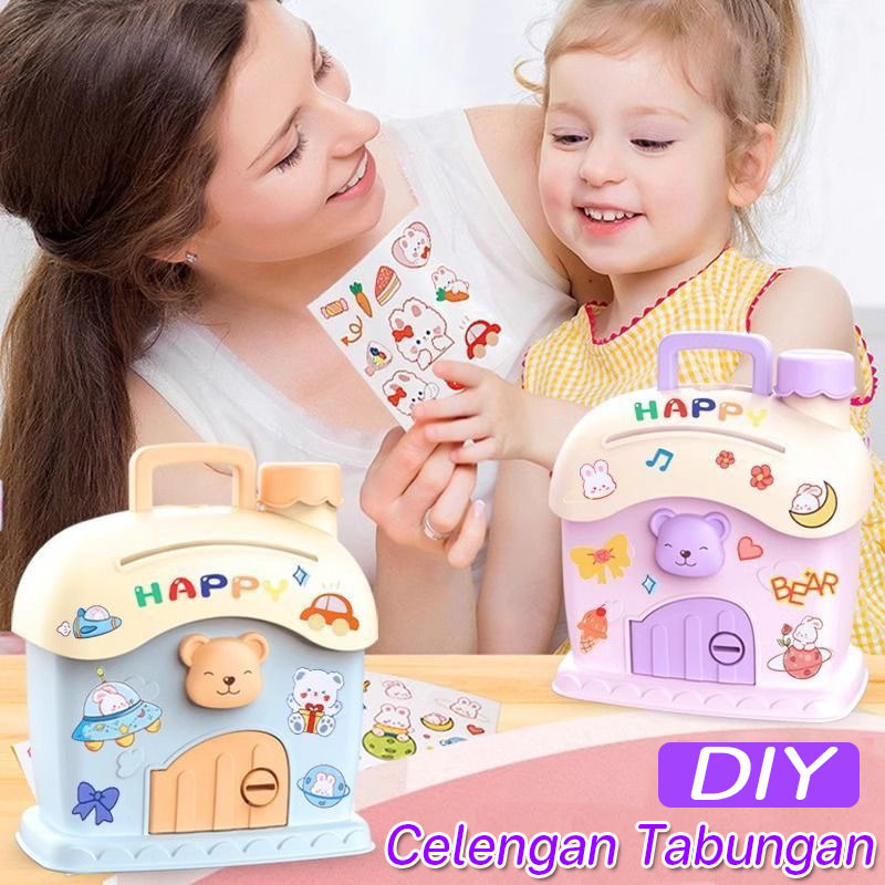 NEW Stiker Gratis Kartun Lucu Celengan Rumah Jamur Mainan Anak Rumah Mini Penyimpanan Koin Dan Uang 