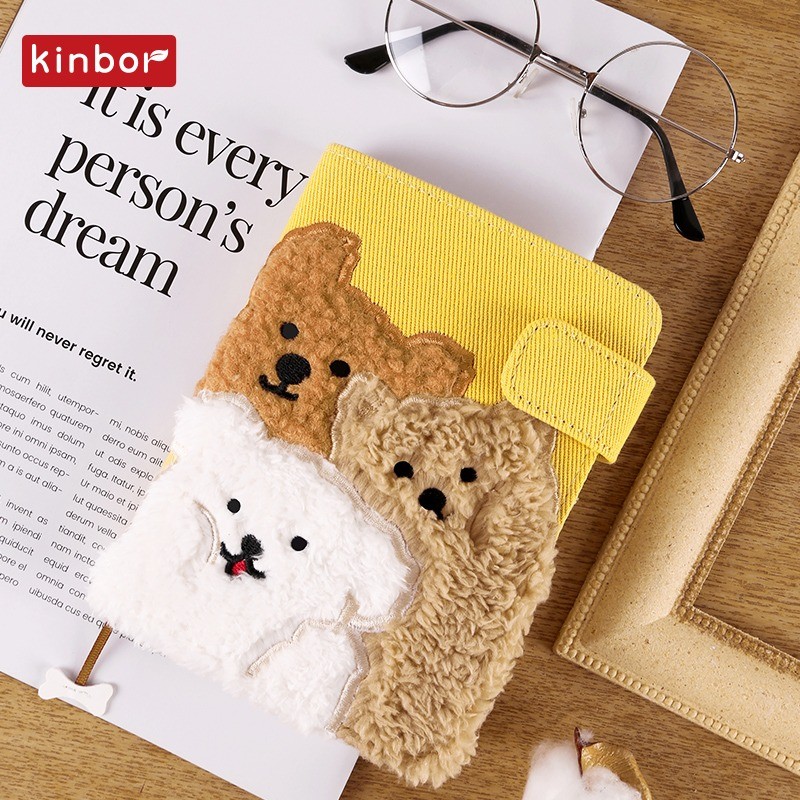 

Kinbor Budget Account Book Fuzzy Lovely Carton Dog Self-filled Journal Writing Pad A6 Office 365 Productivity Notebook Cute Gift