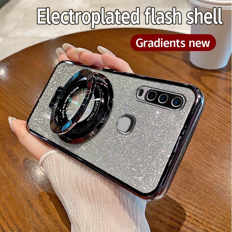 HP Soft Casing Vivo Y12 case Silikon Untuk Vivo 1904 Y 12 VivoY12 case berkilau Berlapis cewek lembu