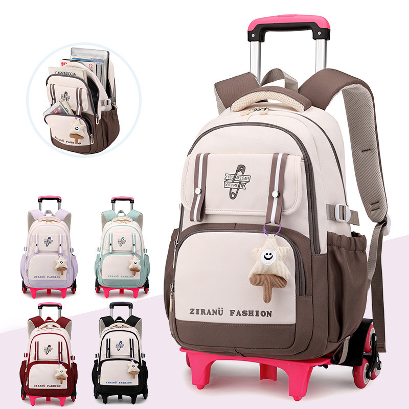 School Backpack with wheels Rolling Backpack for Girls Kids Student Wheeled Backpack Trolley School 