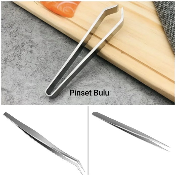 Pinset Lurus Bengkok  Stainless Pencabut Bulu Tweezer Alis Mata Lancip