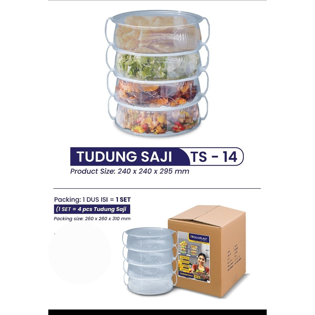 Tudung Saji Napolly 4 Susun Plastik Anti Pecah | Tempat Makanan Anti Semut & Higienis | Rak Tudung P