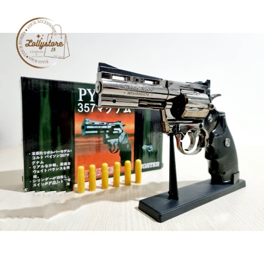 Korek Api Gas Model Pistol Revolver Python - Korek Gas Unik