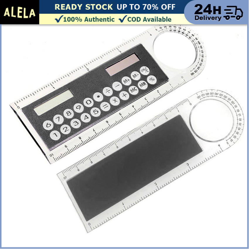 

2 in 1 Penggaris Kalkulator Multifungsi 8 Digit Calculator Ruler 15cm Solar Tenaga Surya Magnifier Kaca Pembesar