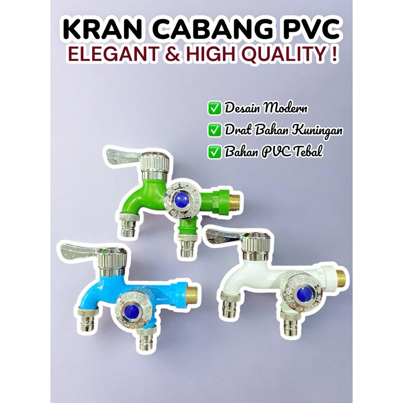 Kran Cabang Kamar Mandi 1/2” PVC / Kran Air Cabang Stainless Chrome 1/2” / Keran Air Dual 1/2” / Ker